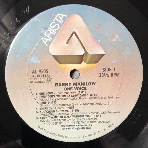 Barry Manilow One Voice Vinyl Lp '79 - Picture 2 of 8